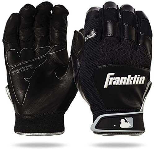 Franklin Sports MLB Shok-Sorb X Baseball Batting Handschuhe, Shok-Sorb X Batting Gloves - Black/Black - Adult X-Large, schwarz/schwarz, Erwachsene X-Large