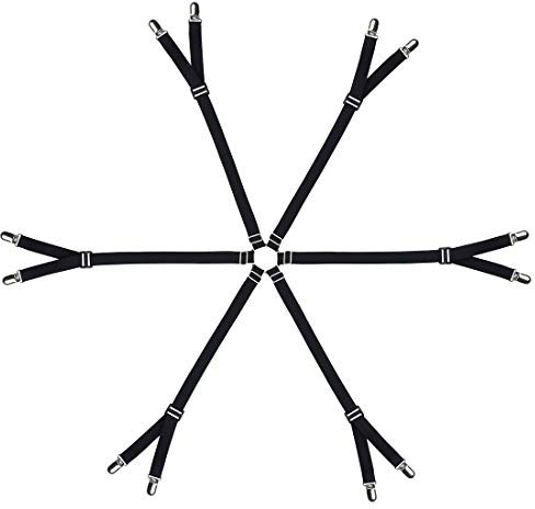 Betttuchspanner Verstellbare Bettlakenclips, Metallverschlüsse, für voll, Königin, Kingsize-Bett, Bett in jeder Größe (Schwarz)