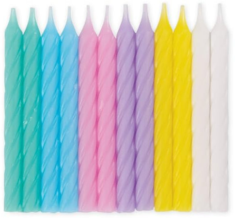 Unique Party 19970 Birthday Candles-Assorted Colours-Pack of 24, Multicolour 6 centimeters