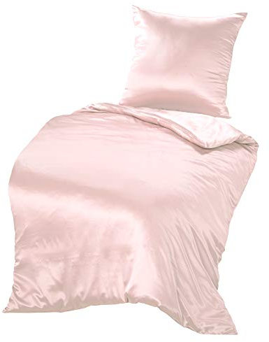 THXSILK Seidenbettwäsche Set 2 teilig, Bettbezug 155 x 220 cm und 80 x 80 cm Kissenbezug, Hypoallergen 19 Momme Maulbeerseide Bettwäsche, Ultra Weich und Glatt, Bezauberndes Rosa
