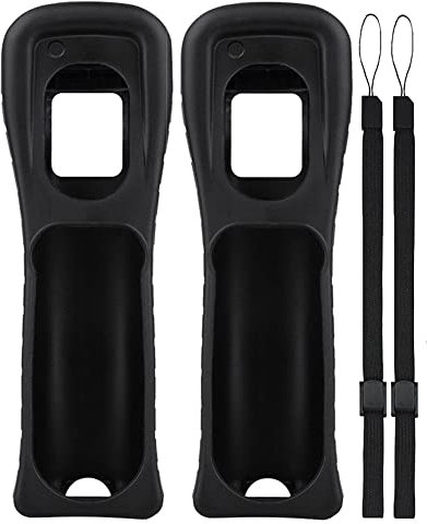 Lactivx Lot de 2 coques en silicone avec dragonne pour télécommande Wii (Noir)