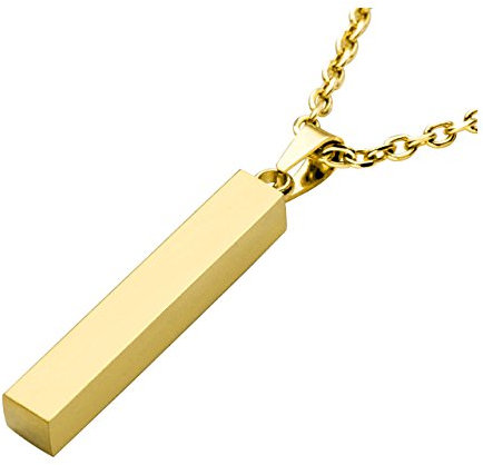 Personalized Master Personalisiert Gravur Unisex Edelstahl Kette Halskette mit Quader Anhänger (Gold)