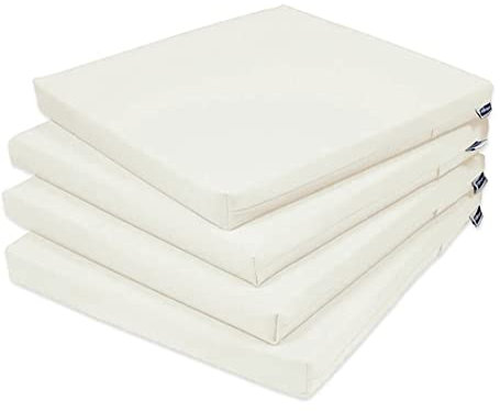 Rollmayer 4er Set Stuhlkissen Stuhlauflage Sitzkissen Sitzpolster Auflage für Stühle in Haus und Garten Kollektion Vivid (Ecru 2, 40x40x4cm)