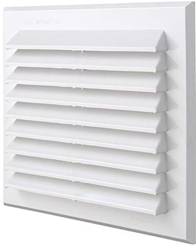 La Ventilazione BMR140B Griglia di Ventilazione rettangolare Bianca con rete antinsetti e molle, dimensioni 175x146 mm