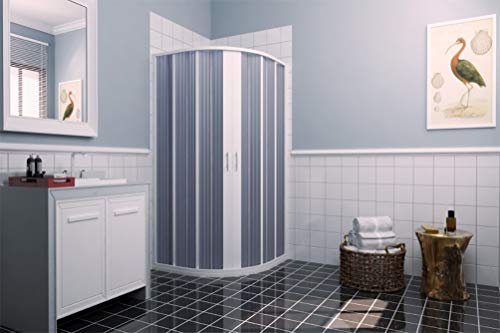 Cabine de douche semi-circulaire, deux portes coulissantes, 90 x 90 cm, réductible de 70 à 90 cm.