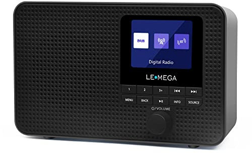 LEMEGA DR3 DAB/DAB+ e FM Radio digitale portatile, Bluetooth,uscita cuffie,40 stazioni preimpostate,doppio allarme orologio,batterie portatili o alimentate da rete,display a colori - Nero