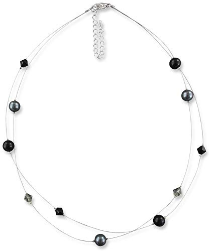 Rivelle Damen Perlenkette Ann Perlen Grau Schwarz