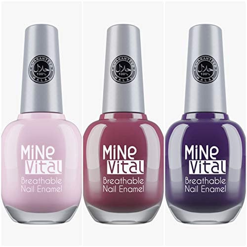 Vegan/Halal Nail Polish Set of 3 (Lilac Poison, Deep Purple, Baby Pink)