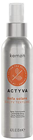 Kemon - Actyva Lympha Solar Salty Texture, Texturisierendes Haarspray mit Volumenwirkung, feuchtigkeitsspendende Wirkung mit Aloe-Saft, UV-Filter - 125 ml