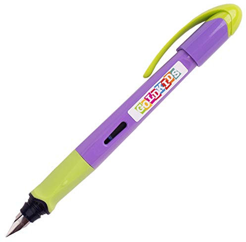 Goldkids ergonomischer Füller inkl. Patrone Füllhalter Grundschule Kinder Linkshänder Rechtshänder Schreiblernfüller (Lila)