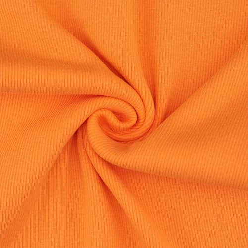 Bündchenstoff Alina, leicht gerippt, Schlauchware, uni orange (Länge am Stück: ab 25cm x Breite: 28cm/56cm)