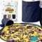 Toy Storage Basket and Play Mat - Building Bricks Toy Storage Organizer - Tidy with Ease - Toy Blocks Mat Storage Bag - Collapsible XL Kids Canvas Bag/Bin - Drawstring Playmat Boy/Girls-15x14”(NAVY)