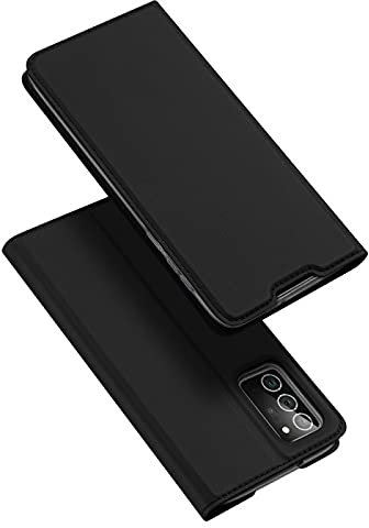 COPHONE - Cover Compatibile Samsung Galaxy NOTE 20 in Pelle Nera. Custodia a portafoglio in pelle con chiusura magnetica per Galaxy NOTE 20