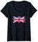 Damen Union Jack – Britische Flagge – Pinsel-Stil. T-Shirt mit V-Ausschnitt