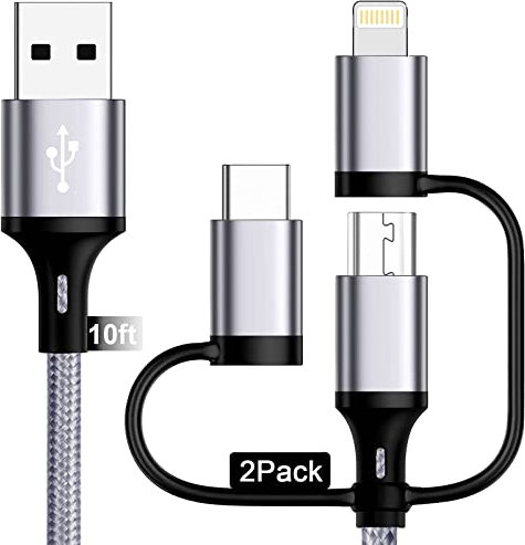 Cavo di Ricarica Multi Veloce 3 in 1 [certificato MFi] Cavo di Trasferimento Dati da USB A a Lightning/Tipo C/Micro USB Intrecciato in Nylon per iPhone,iPad,Samsung Galaxy,Huawei,LG,Sony,HTC,Xiaomi