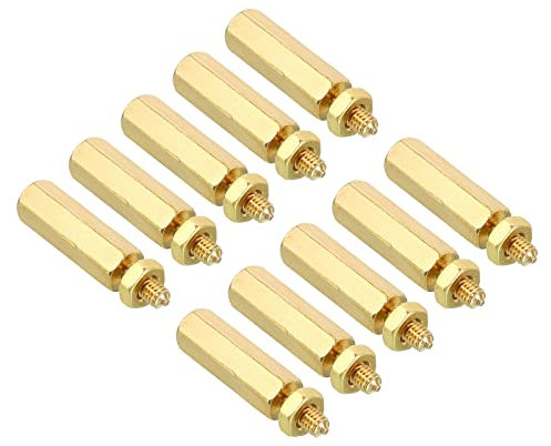 PATIKIL 15mm+6mm M2.5 Standoff Screws, 100 Pack Brass Hex PCB Standoffs Nuts for Motherboards, Computer Cases, Circuit Boards, Electronics, Gold Tone