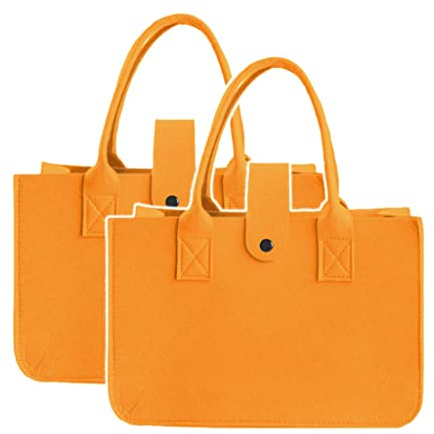 Filztaschen Shopper 2 Stück, verschließbare Einkaufs-Tasche mit Henkel Filz, Einkaufstasche Faltbare vielseitige Tragetasche Filz Shopper