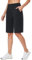 baleaf Women's Bermuda Shorts Long Knee Length Cotton Shorts High Waisted Tummy Control Casual Work Lounge Black M