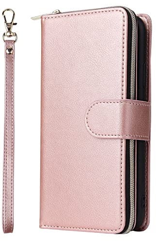 ZCDAYE Hülle für Samsung Galaxy S23 Ultra mit 9 Kartenfächer, PU Leder Samsung S23 Ultra Handyhülle Schutzhülle, Multifunktional Samsung S23 Ultra Handytasche Case, Roségold