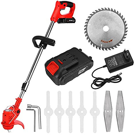 Tagliaerba Elettrico, attrezzo da Prato per tagliabordi Senza Fili, tagliaerba Senza Fili, tagliaerba Elettrico da Giardino Leggero con Batteria e Caricabatterie