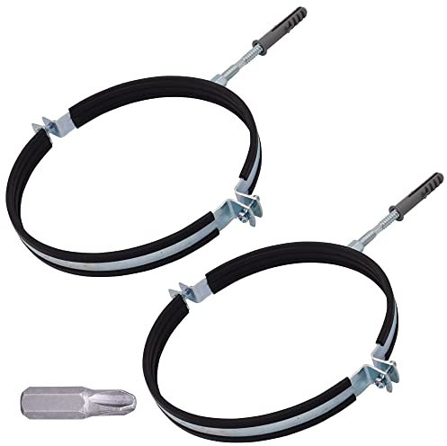 SKIR'CO (2 piezas) Soportes de tubería con revestimiento de goma para tubos de 200 mm, soportes de tubería para montaje en pared y techo, abrazaderas de tubería