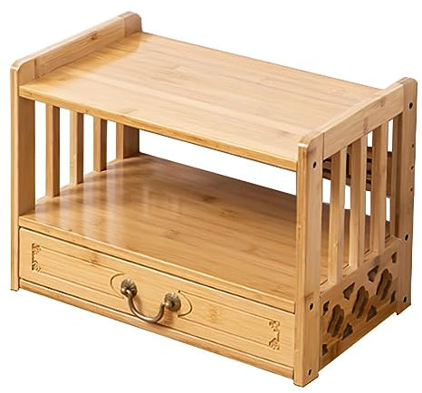 Gmasiou Meditations-Altartisch für spirituelle, Puja-Tisch mit Schublade, perfekt für Gebete, Anbetung oder Bambusmöbel zum Präsentieren von Gläsern, Pflanzen und Büchern (41.9x24.9x27.9 cm)