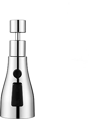 Küchenspüle Wasserhahn Sprühkopf, 360° Drehbare Wasserhahn Extender 3 Modi, Wasserhahnverlängerung für Küchenspüle, Ersatz-Wasserhahn-Booster-Filter (Silber)