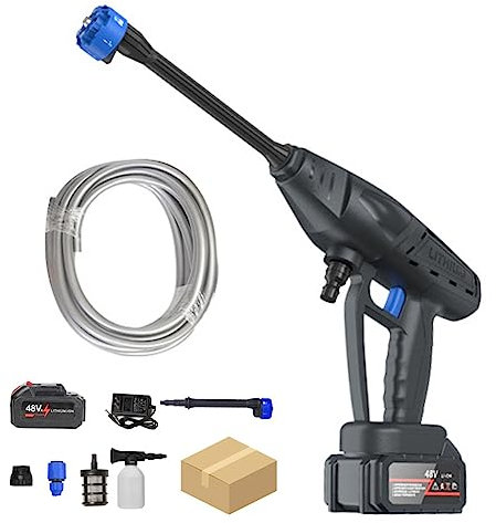 Mioloe Hidrolimpiadora Inalámbrica 500W 50Bar Portátil Con Batería y Cargador 20000mAh Recargable Para Coche, Patio, Ventana, Césped, Piscina (48V)