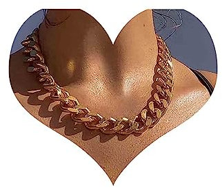 Inilbran Punk Chunky Link Chain Necklace Gold Curb Choker Gothic Thick Cuban Vintage Chunk Jewelry for Women and Girls