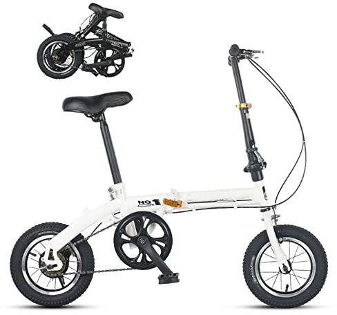 JTBDWOSK Erwachsene Jugendliche Klapprad in12 Zoll Schnellfaltsystem Leichter Rahmen Single Speed Doppelscheibenbremsen Klappfahrrad,for Height 110-160cm,Weiß
