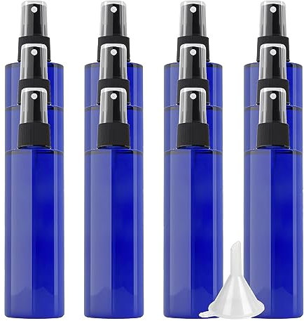 BPZXL 24 Piezas 200ml Azul Recargable Botellas de Spray de Niebla Fina Botella de Spray Vacías Plástico Con Sprayer Negro para Limpieza, Plantas, Peluqueria, Flores, Cabello
