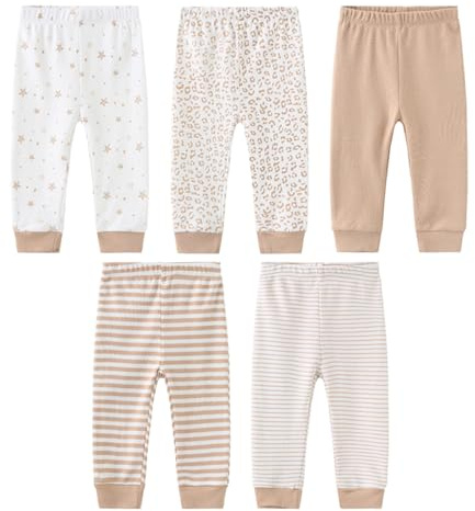 JELYLOVE 5er-Pack Baby Junge Mädchen Hosen Sets | Unisex,100%Baumwolle,Bequemer Bund,Vielseitig kombinierbar,Für jeden Tag
