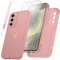 Coque Compatible avec Samsung Galaxy S24/S25 5G et 3 Pièces Verre Trempé Protection Écran + 1 Cordon, Souple TPU, Anti-Empreintes et Anti-Rayures Housse - Rose