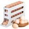 Ikaif 4-Tier Auto Rolling Egg Dispenser, Space-Saving Egg Holder for Fridge and Countertop, Durable Plastic Kitchen Egg Organizer (White)