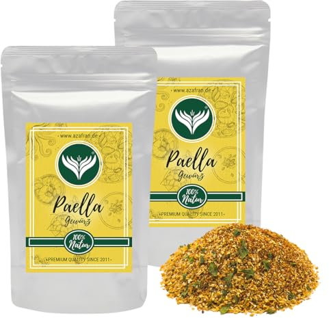 Azafran Paella Gewürz mit Safran, Gewürzzubereitung für die perfekte Reis Pfanne, Gewürzmischung nach spanischer Art 500g
