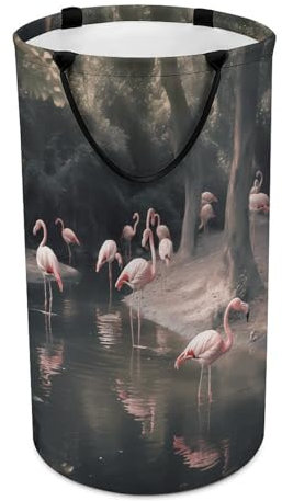 Grand panier à linge pliable imperméable et pliable - Sac à linge rose flamant rose - Panier à linge sale autonome pour linge, chambre à coucher, dortoir