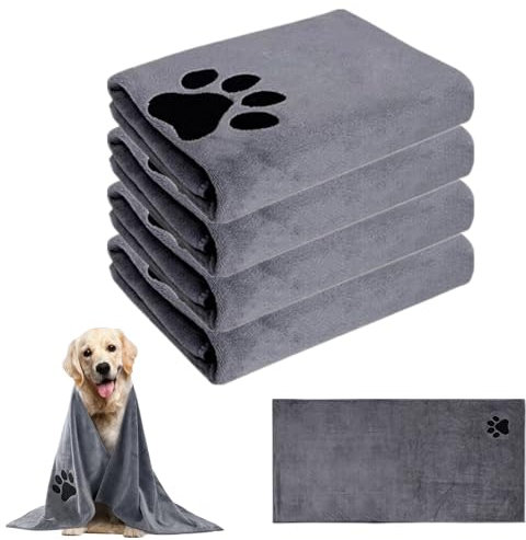 bangminda 4 Piezas Toallas de Baño para Perros 100x50cm Toallas de Microfibra Absorbente para Secar Perros Mascotas Toallas de Secado Rápido para Perros Gatos Toallas Suaves para Perros