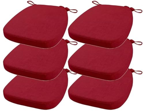 FIOVIP Cuscino per sedia con cinghie rimovibili, lavabile, doppio antiscivolo, alta elasticità(40X38X33CM(3CM),bordeaux,6 pezzi)