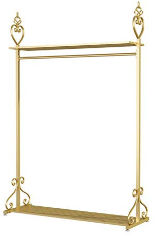 Goldfarbener nordischer Metall-Kleiderschrank, bodenstehend, für Schlafzimmer, Damen, platzsparend, Haushalt, Kleiderstange mit Regalen, Bekleidungsgeschäft, Präsentationsständer, 3 Größen (