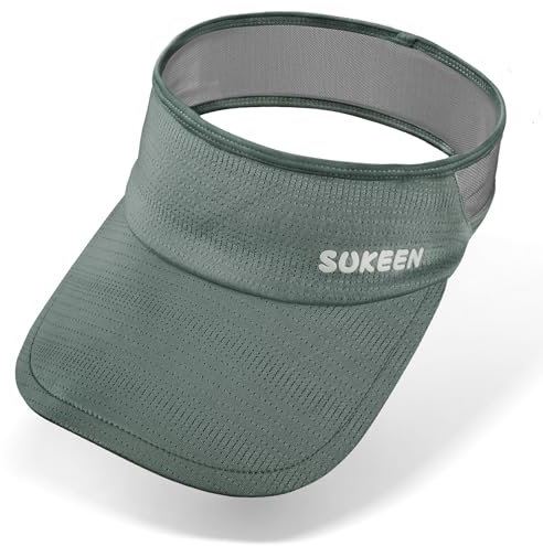 Sukeen Schnelltrocknende Sonnencap Damen Visor Cap Kinder,UV-Schutz Sonnenschild Visor 5-12 Jahre Mädchen Jungen,Cooles Elastisches Visier mit schweißabsorbierendem, atmungsaktivem Schweißband-Grau