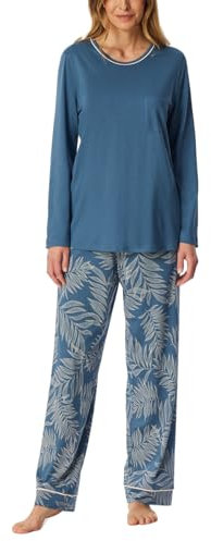 Schiesser Damen Schlafanzug Set lang Baumwolle Modal - Nightwear, atlantikblau_181237, 44