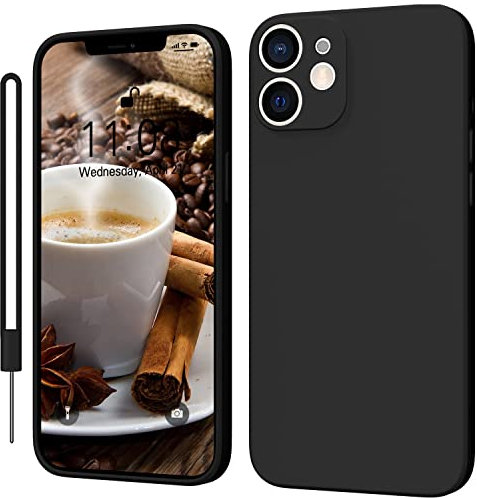 KPPIT Silicone Case Compatible with iPhone 12 Case 6.1 inch,Ultra Slim Soft Gel Anti-Scratch,Microfiber Lining,Rubber for iPhone 12 Case Shockproof Cover Black