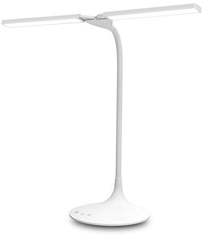 Grande lampada da tavolo da ufficio, lampada da scrivania a LED a doppia portata, lampada con porta di ricarica USB, ricaricabile, lampada da tavolo temporizzata, interruttore touch on/off, protezione