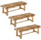 Outsunny Wooden Garden Benches, 2 Seater Outdoor Benches, Fir Wood Backless Patio Loveseat with Slatted Seat for Park, 110 x 38 x 35 cm, 3 Pieces, Carbonised