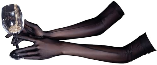 YUDATPG Damen Transparente Lange Handschuhe, Ellenbogenlang, Spitze