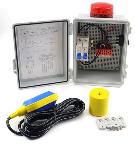 Sump Pump Alarm High Water Alarm for Septic Sump Pump Pond Water Tank Features a Bright Flashing Light and 110 db Alarm, Can Be Externally Connected to The Submersible Pump