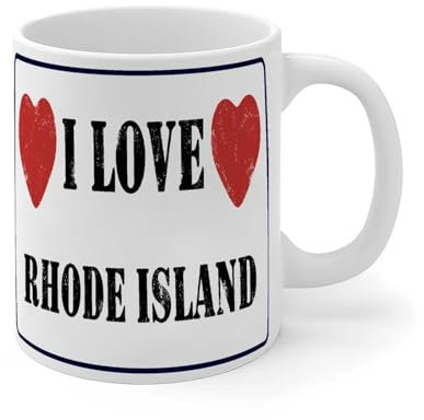 Kaffeetasse mit Aufschrift I Love Rhode Island, weißer Stolz, Valentinstag, Herz, Keramik, lustiger Morgen, weiße glänzende Tasse, Weihnachten, Vatertag, Geburtstag, Geschenk für Kinder, Ehepaare,