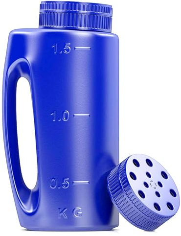 ALWIDA Handstreuer – 2,5 l verstellbares Zifferblatt, Hand-Salzstreuer, 2 l Körnung, Samenstreuer, verstellbare Lochgröße, tragbarer Rasensamenstreuer für Samendünger, Salz zum Enteisen