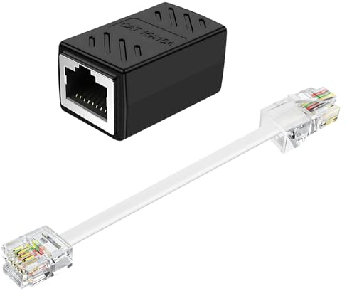 moeverEX RJ11 to RJ45 Adapter Phone Jack to Ethernet Cable Adapter, RJ45 8P8C Female to RJ11 6P4C Male for Landline Telephone Service