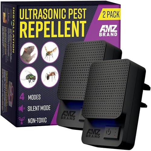 AMZ BRAND Repelente Ultrasónico de Plagas 2 Paquetes - Potente Repelente de Ratones - 3 Modos de Trabajo - Amplio Rango de Frecuencia - Ideal para Ratones, Ratas, Mosquitos, Cucarachas, Polillas